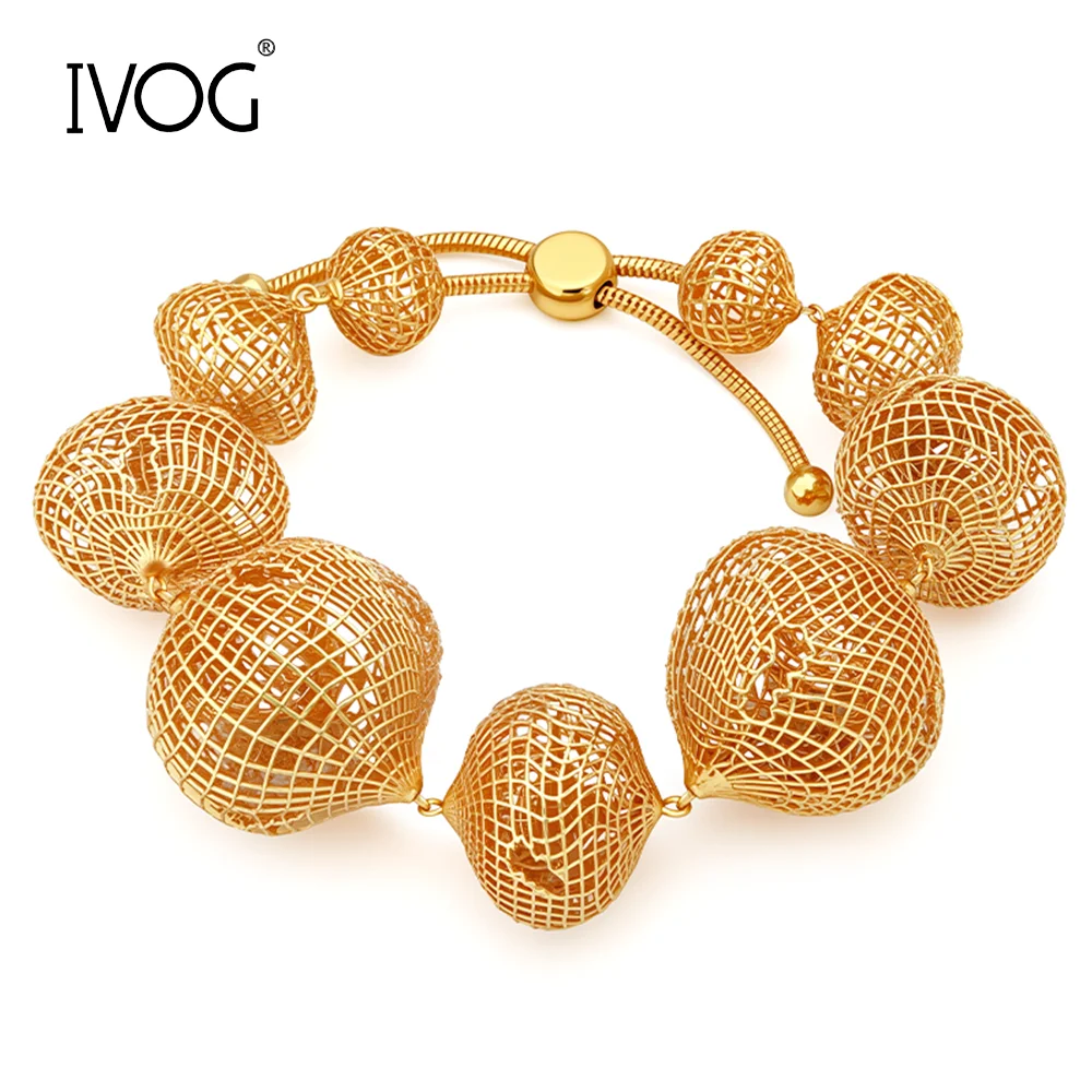 IVOG Hohlkugel-Schieberkettenarmband Boho Verstellbares Damen Party Pulsera Bracciale Statement Modeschmuck Großhandel
