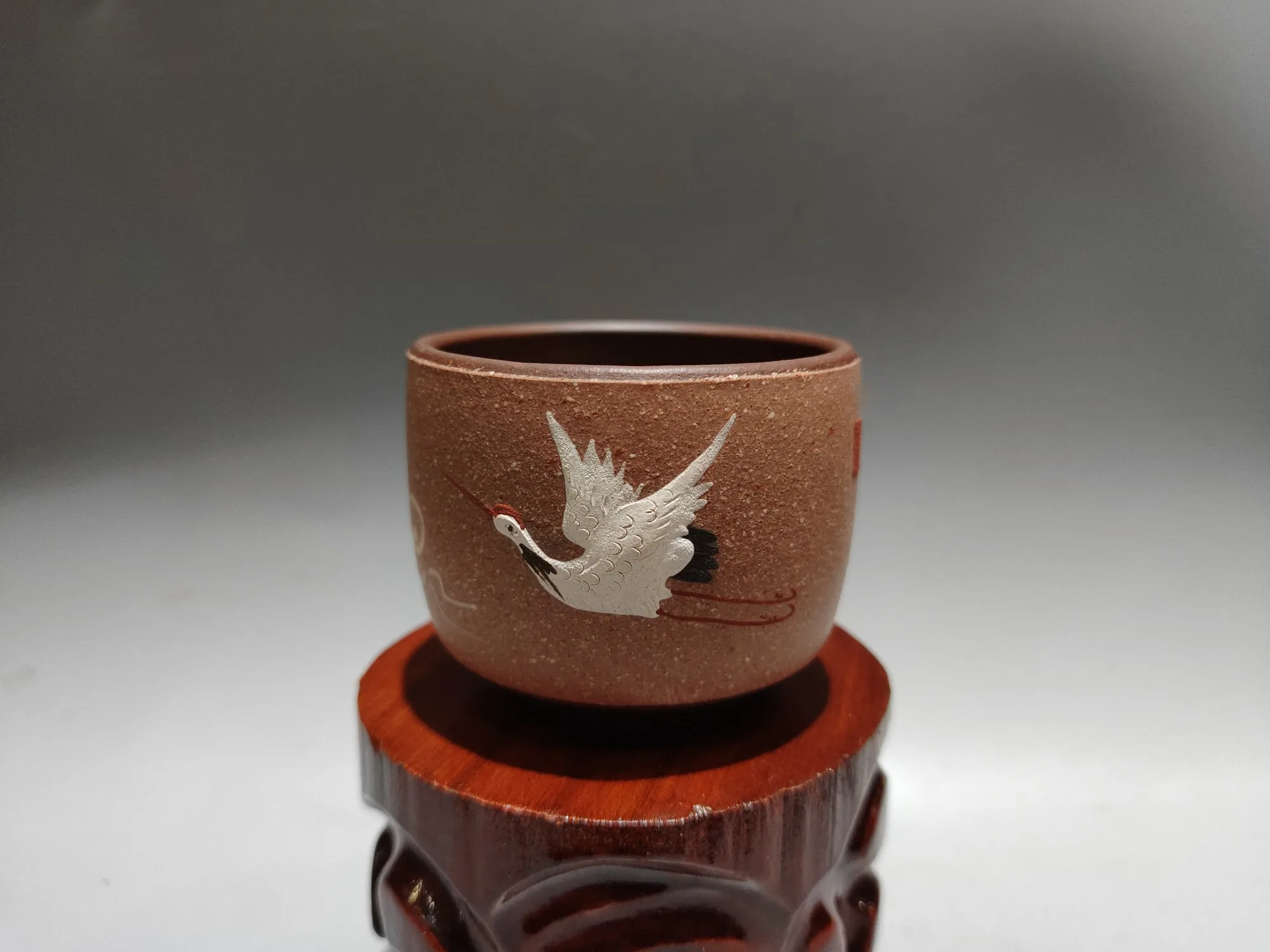 

3-дюймовый фиолетовый глиняный горшок Old Yixing с цветочным узором, фиолетовая глиняная чашка для чая, матовый бокал для вина, чайник, чайник, украшения для сборки удачи