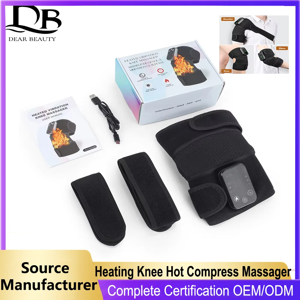 Heating Knee Pad Vibration Hot Compress Massager Pain Relieving Knee Joint Physiotherapy Rechargeable With Key Control  Gift Box