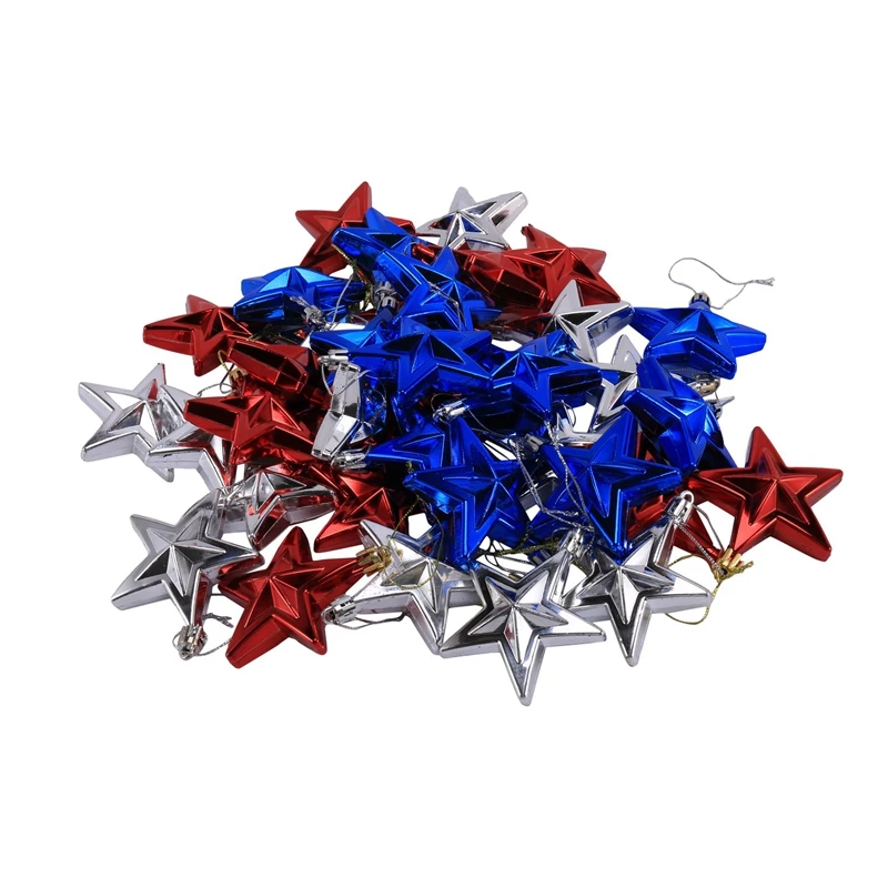 

4Th Of July Decorations, Independence Day Christmas Memorial Decorations Patriotic Star Hanging Ornaments 36 Pieces