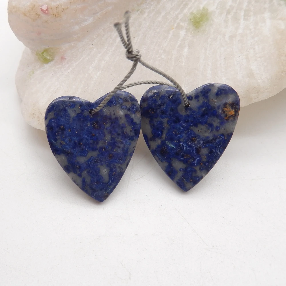Natural Blue Spot Jasper Heart-Shaped Earring Beads For Womens,Unique Gift DIY Earring Semiprecious Stone