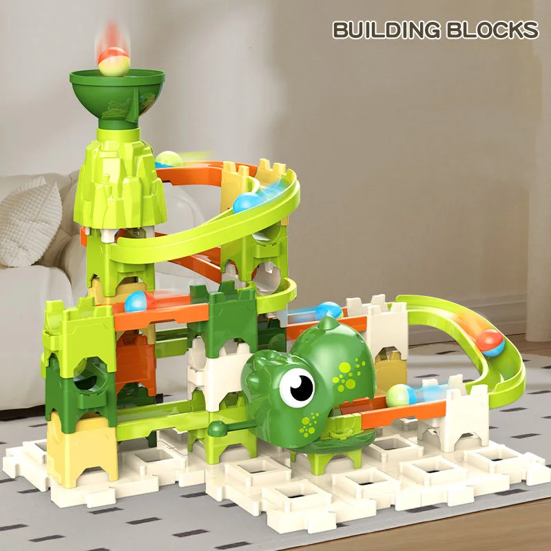 Children  Marble Run Maze Dinosaur Catapult Ball building blocks Building Brick Maze Ball Game Educational Learning Toy HBD Gift