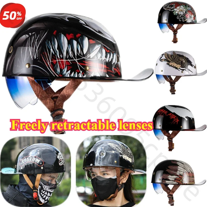 Retro Motorcycle Helmet Certification Protection Cap Vintage Men Women Baseball Cap Half Helmet Riding Racing Moto Helmets