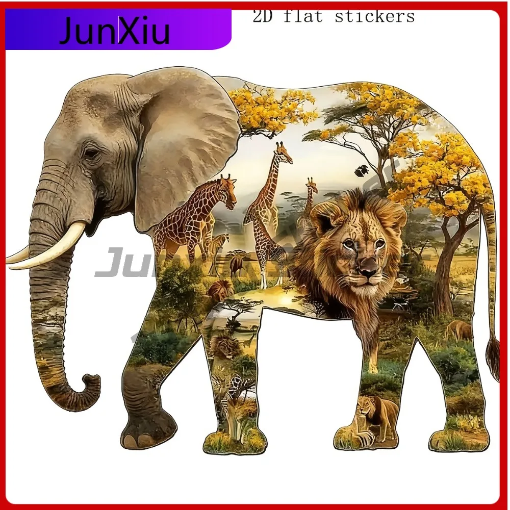 

African Wildlife Vinyl Sticker • Elephant Body Design Self-Adhesive High Gloss Suitable for s Trucks M Funny Car Laptop W