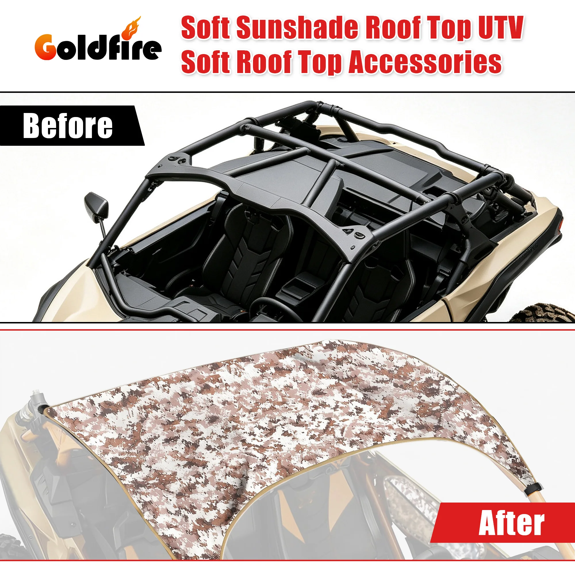 Camo Waterproof Soft Top for Can-Am Maverick X3 2-Door (2017–2023) – Heavy-Duty Canvas Roof Cover with UV-Blocking Sunshade