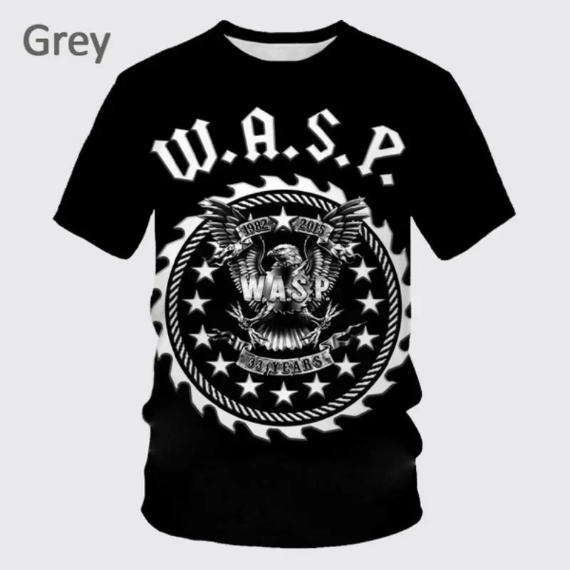 Y2K Clothing New Style W.A.S.P. 3D Print T Shirt for Men Women Summer Hip-hop Unisex Casual T-shirt Harajuku Round Neck Top Tee