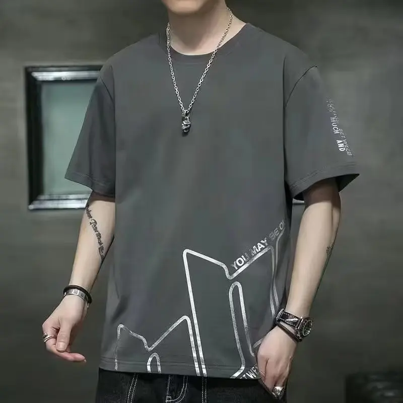 

Pure Cotton Men's ort Sve T-irt Trendy Brand f Sve Summer New Thin Qui Dry Ice Silk Base Faion Top