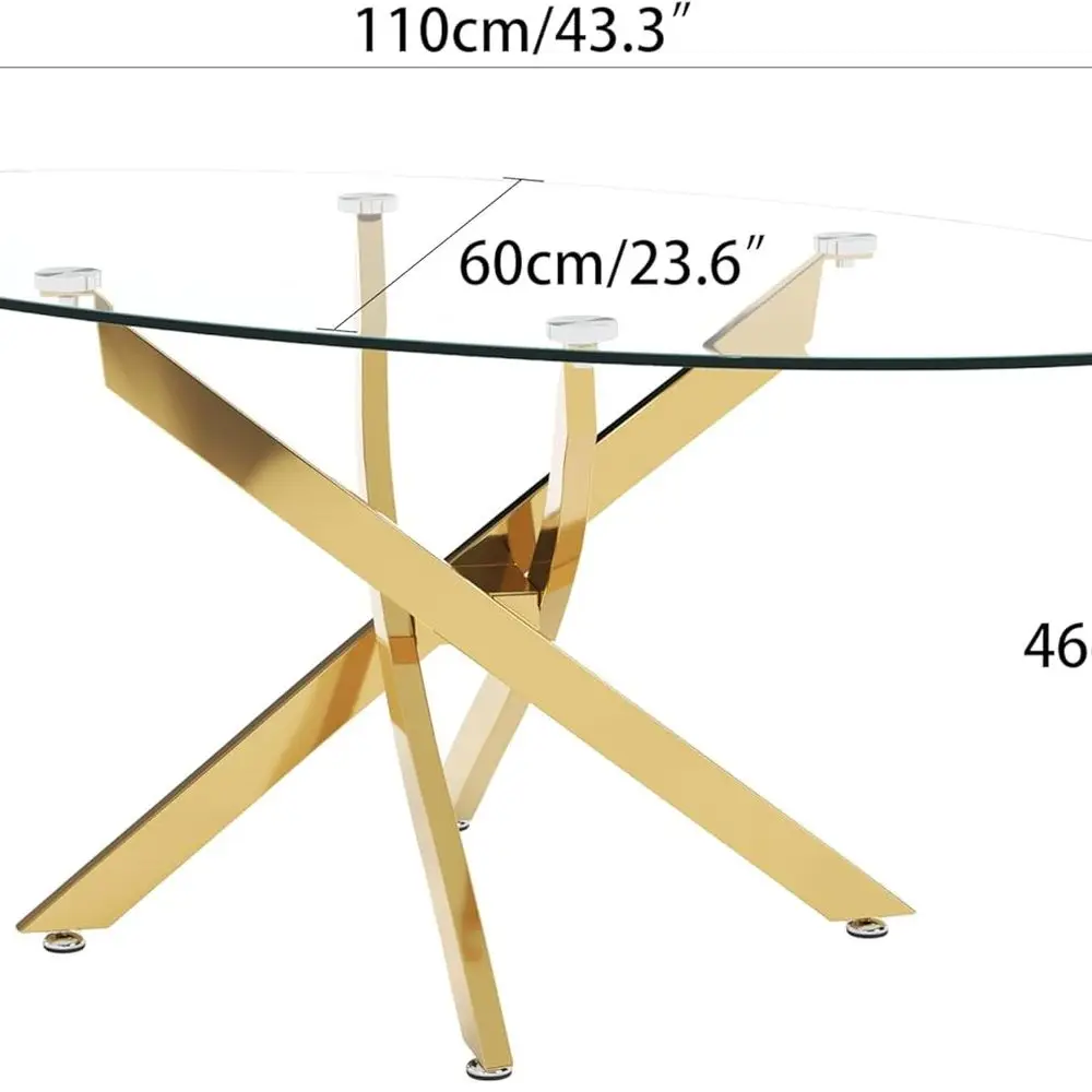 Oval Gold Chrome Legged Coffee Table, Modern Design for Living & Home Office
