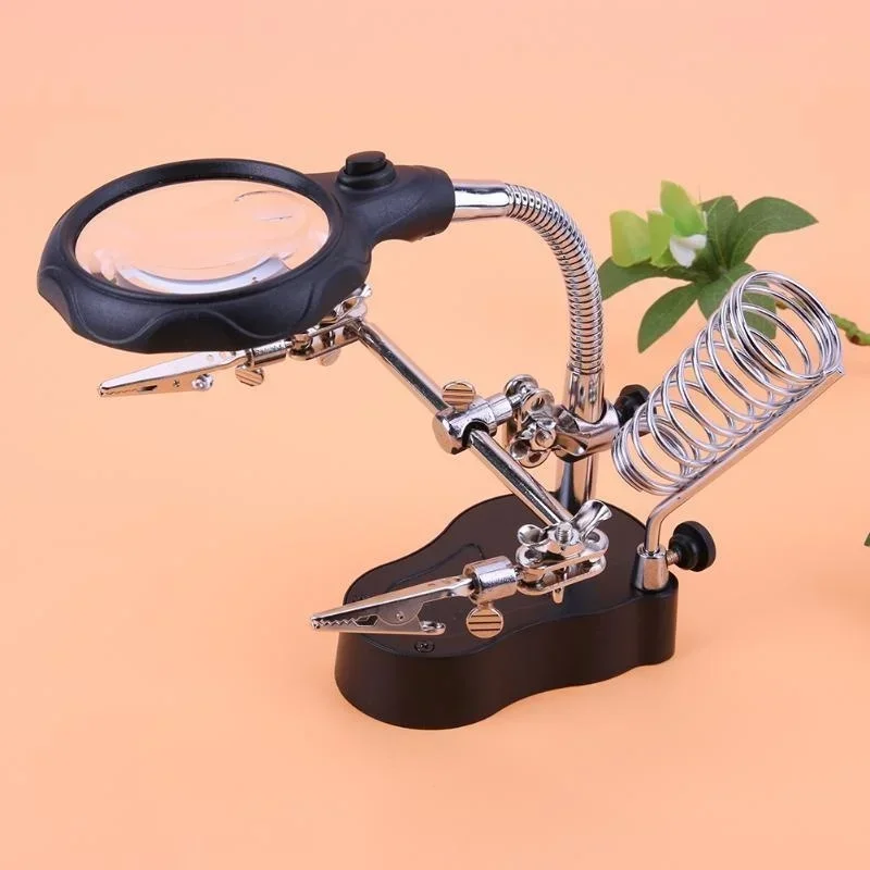 LED Lamp Welding Magnifying Glass Clip Soldering Iron Table Maintenance Tool Welding Inspection Mirror Louver