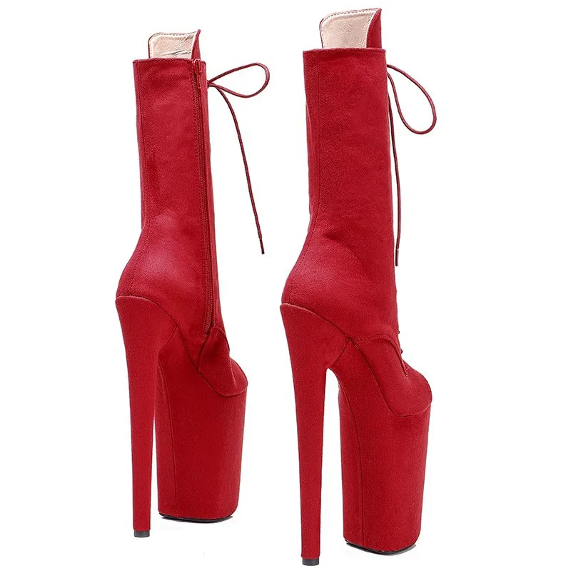 Auman Ale New 23CM/9inches Suede Upper Open Toe Sexy Exotic High Heel Platform Party Women Boots Pole Dance Shoes 003