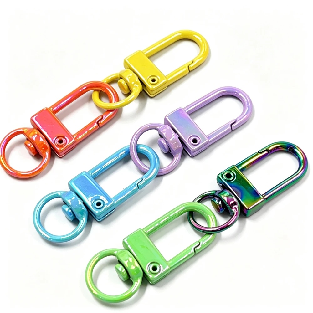 5PcsAlloy Swivel Snap Hook Colorful Plated Spring Lobster Clasp Rotating KeyRing for DIY Keychain Bag Jewelry Making Accessories