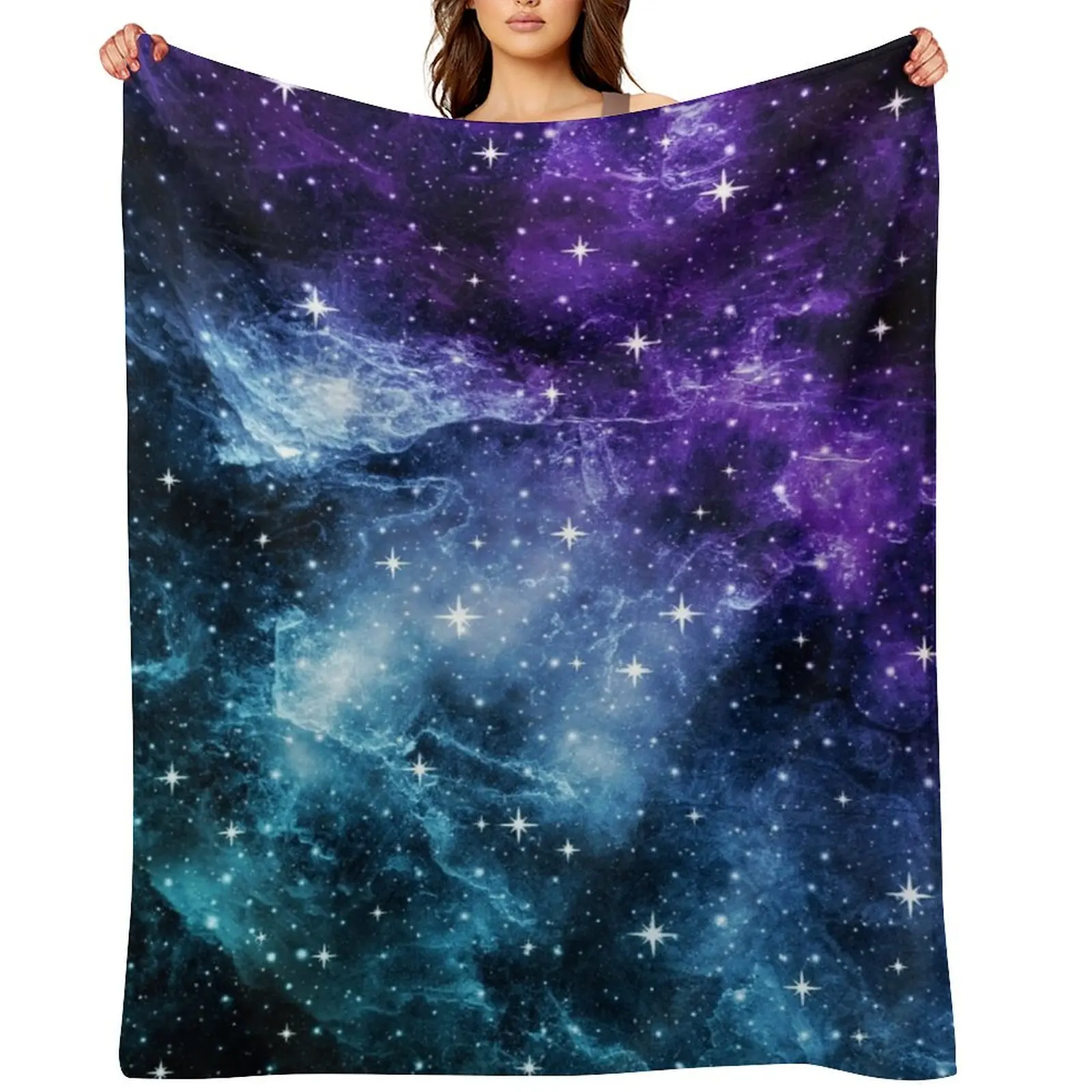 

Purple Teal Galaxy Nebula Dream #1 #decor #art Throw Blanket for winter Quilt Summer Bed covers Blankets