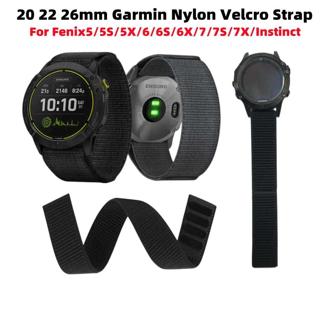 Garmin 20 22 26mm Soft Nylon Wristband For Fenix5/5S/5X/6/6S/6X/7/7S/7X Sport Solo Watch Band For Instinct1 2/Tactix Strap