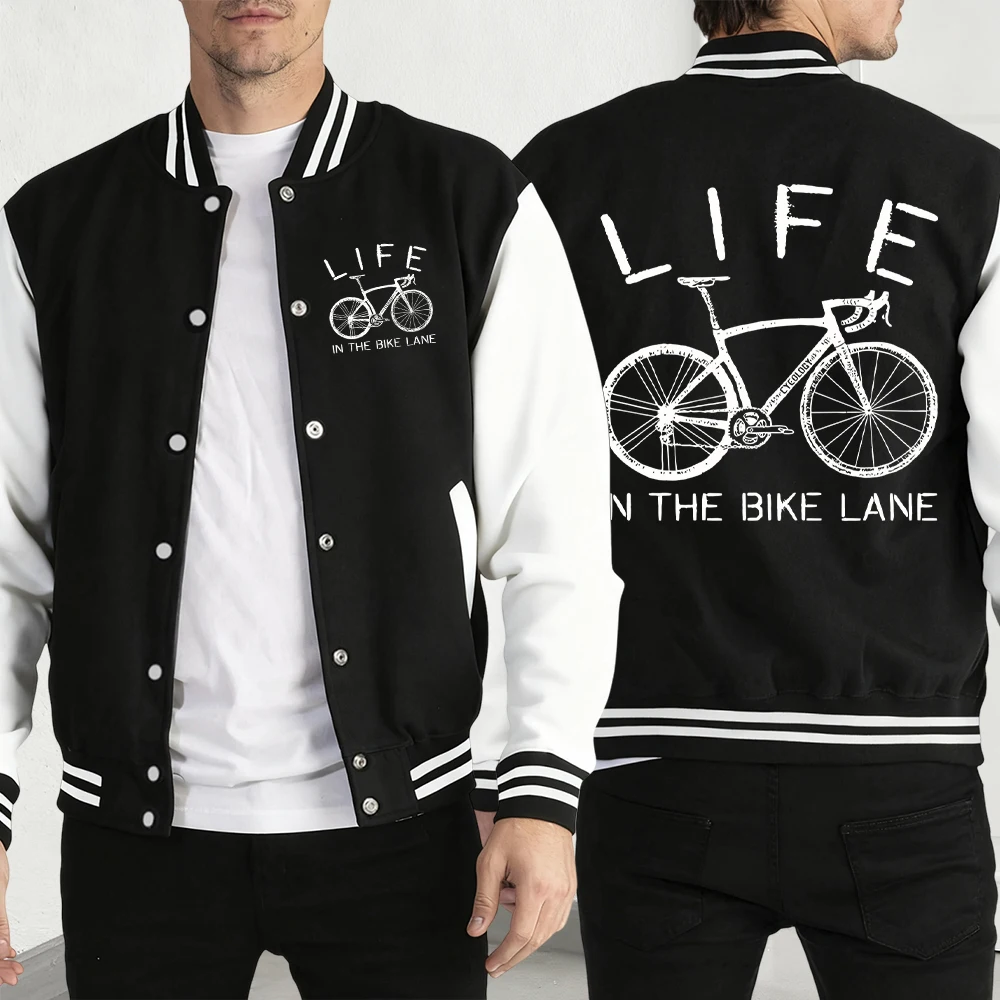 

Life In The Bike Lane Print Мужская Y2K Мужская одежда Пальто в стиле хип-хоп Куртка Креативная теплая уличная одежда Уличные свободные модные куртки