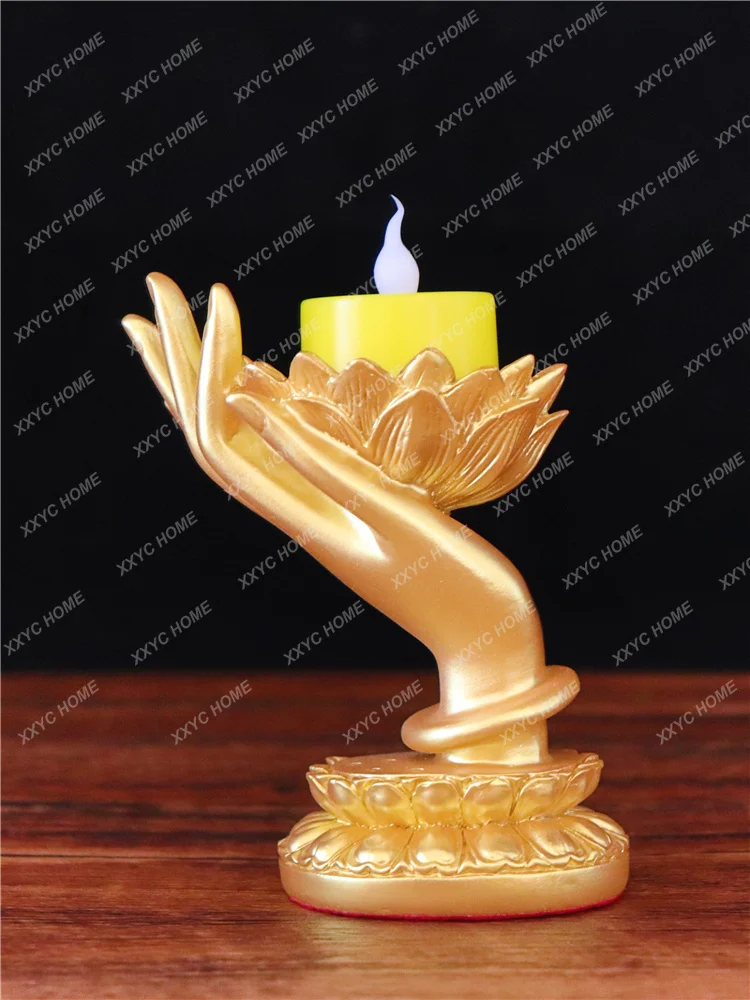 Buddha's-Hand Lotus Candlestick Butter Lamp Buddha Lamp Buddha Worship Candlestick