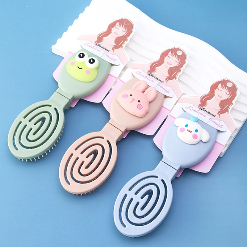 Small Size Hair Comb With Folding Mirror Traveling Portable Massage Folding Comb Women Girl Hair Brush With Mirror Styling Tools