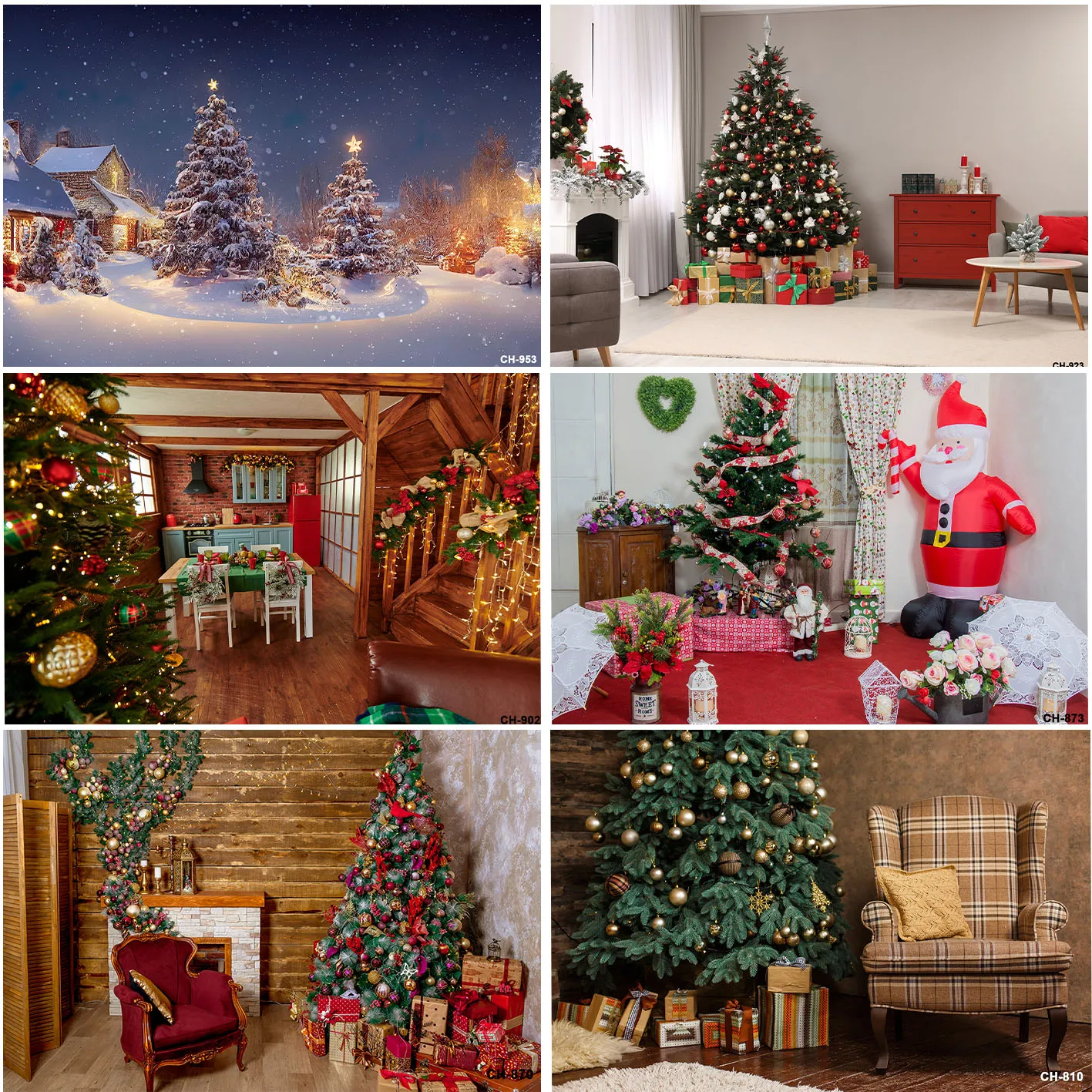 Christmas Photography Backdrop Interior Room Decor Xmas Tree Fireplace Gifts Wooden Floor For Kids Portrait Holiday Backgrounds