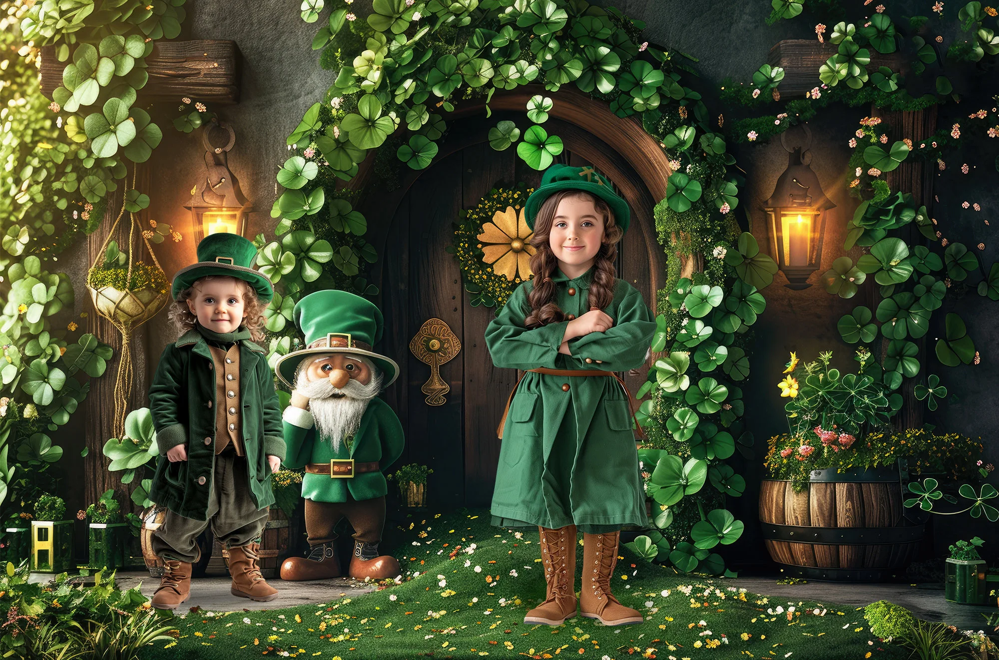 Photography Background Saint Patricks Day Green Leaf Kid Birthday Party Cake Smash Portrait Decor Backdrop Photo Studio Props