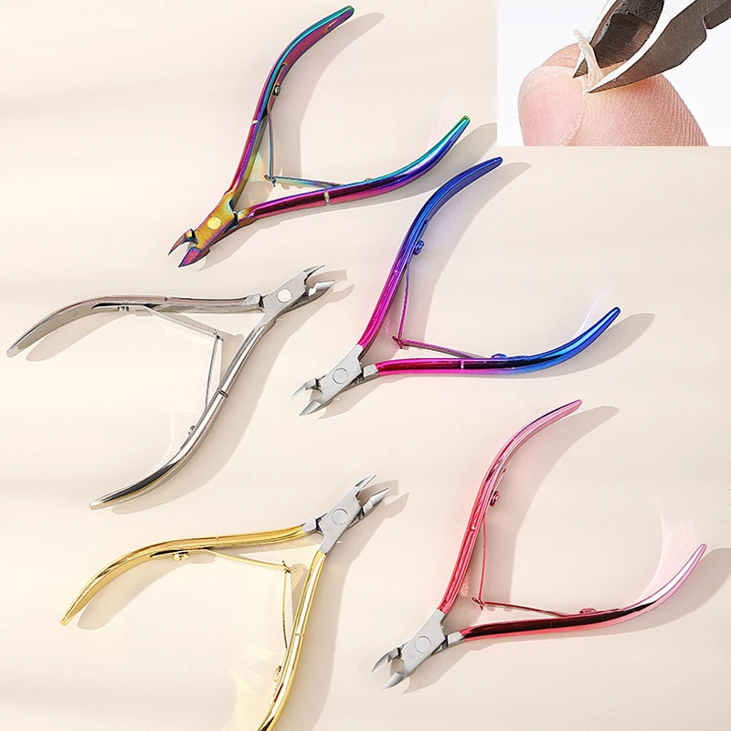 1pc profissional cortador de cutícula pinças de unhas tesoura manicure empurrador pedicure tong removedor de pele morta ferramenta de recrescimento de cutícula do prego