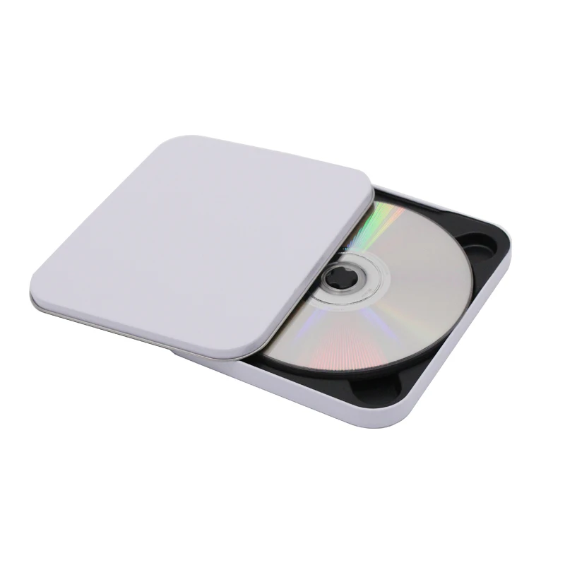 137*115*9mm Silver & white rectangle storage tin box for CD & DVD disk