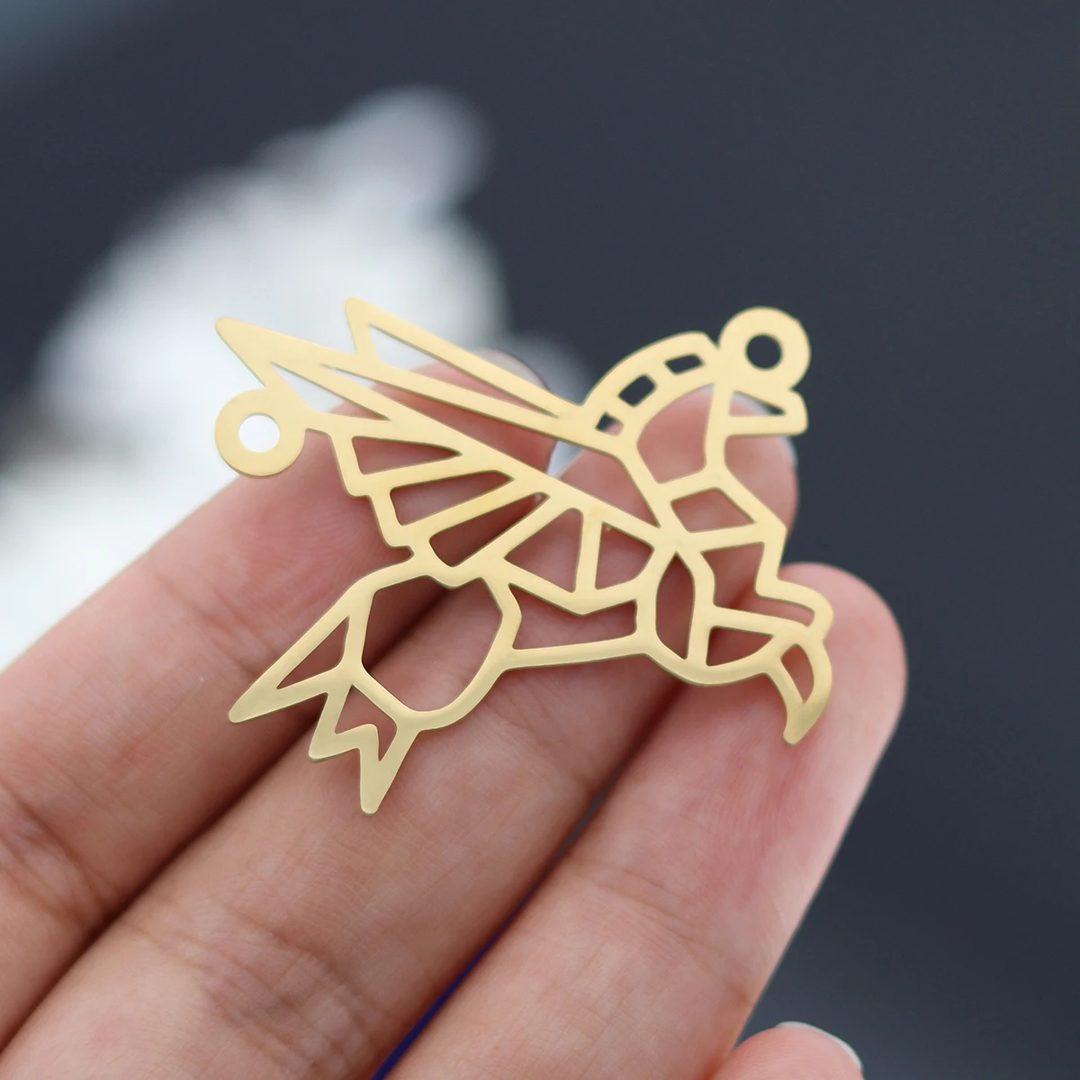 3pcs Origami Art Plane/Crab/Fly Bird/Book/Triangle Charms for Jewelry Making Earrings Bracelets Metal Stainless Steel Pendant