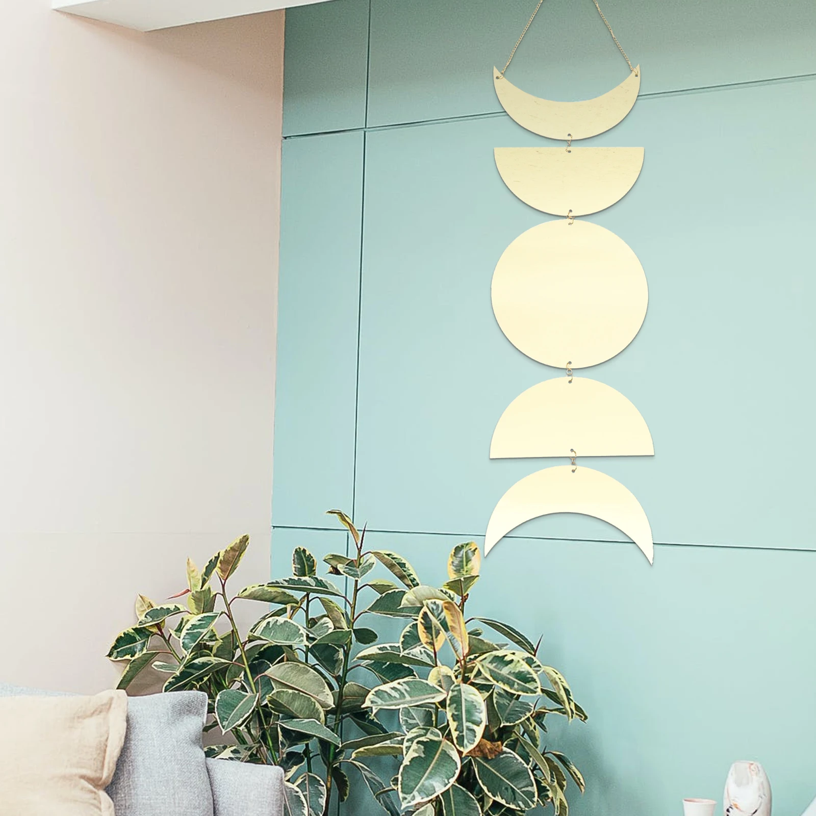 

Moon Phase Mirror Decor Acrylic Wall Hanging Home Bedroom Sun Moon Mirror Decoration Golden Decor Items