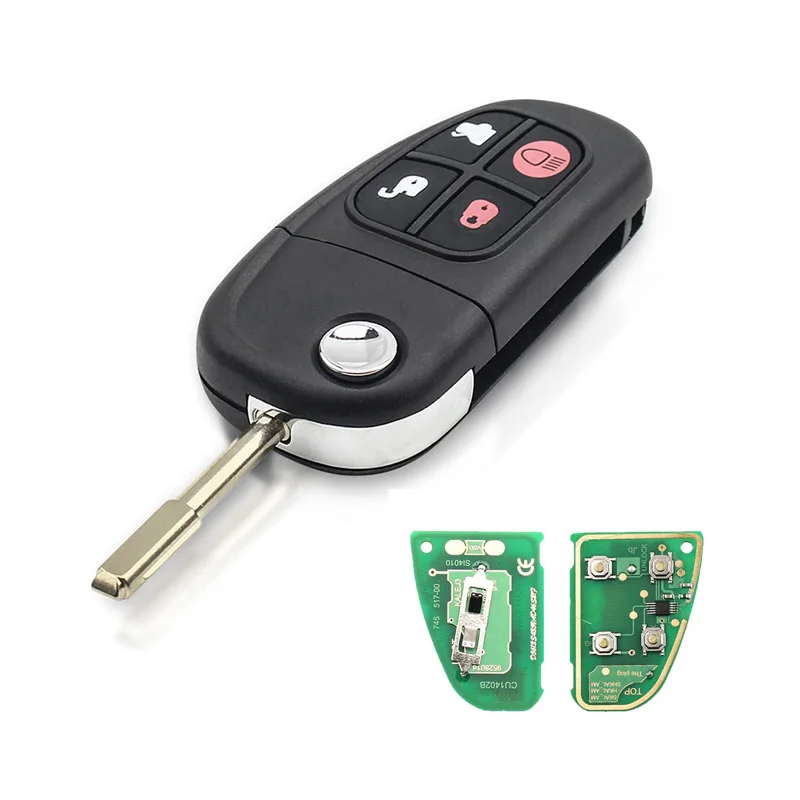 

Remote Key Case 4-Button Compatible for Jaguar X S Type XJ XJR XJ8 XK XF with 433MHz 4D60 Chip, Jaguar XJR Replacement Key Shell