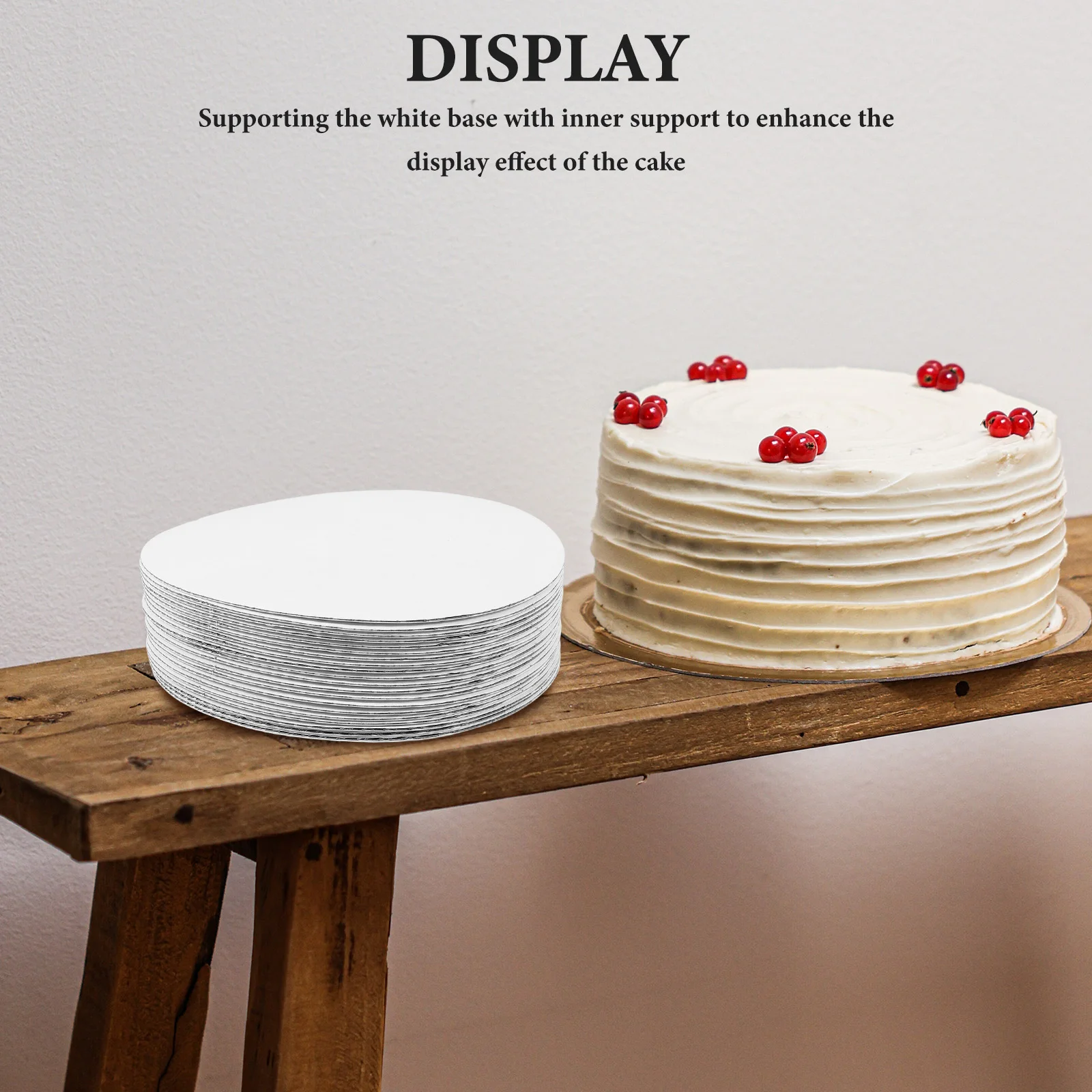 

20pcs Cake Box Holder Round Display Tray Dessert Cardboard Pastry Serving White Base Kitchen Barware Paper Cake Boards