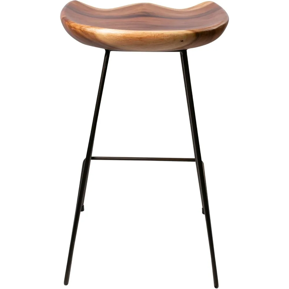 Olney Counter-Height Stool – Backless Solid Suar Wood | Approximately  Natural Finish with Metal Legs | Rustic &