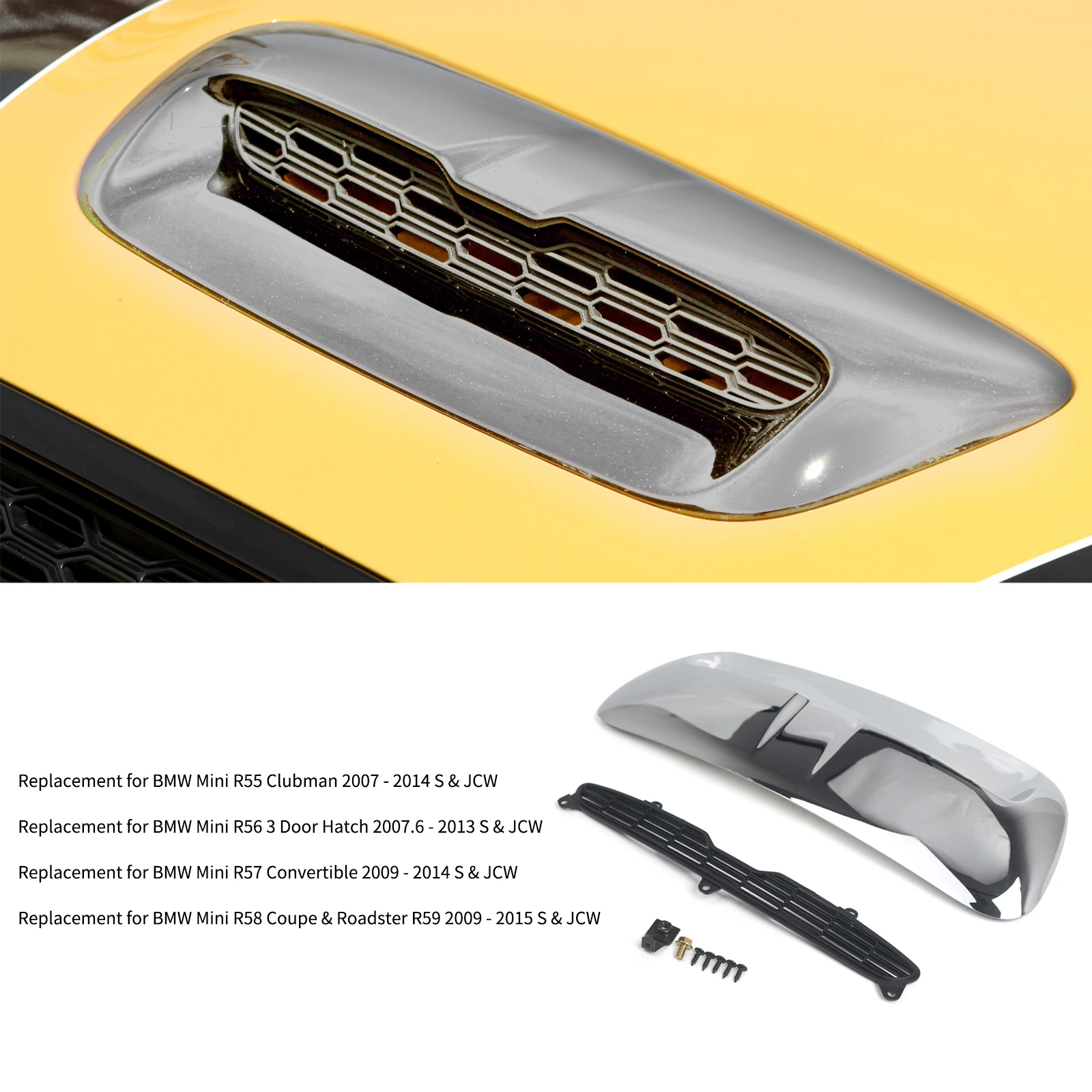 

Bonnet Hood Air Intake Scoop Replacement for BMW Mini Cooper S SD JCW R55 R56 R57 R58 R59 2007 - 2015, 51132756095, 51132757694