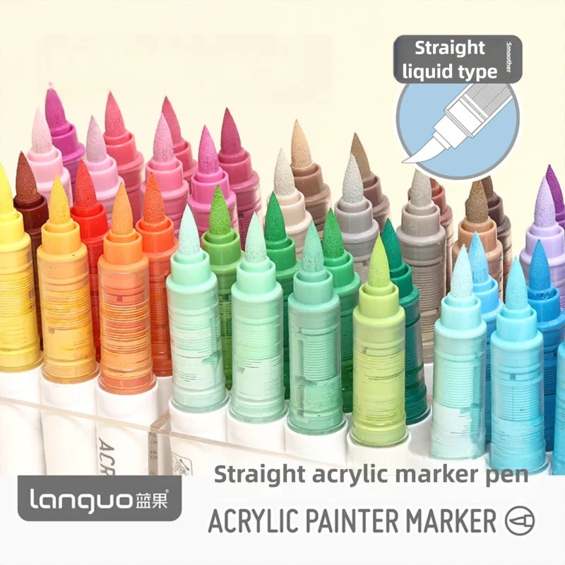 Languo – stylo marqueur acrylique à pointe souple, liquide direct de grande capacité, pinceau de peinture pour enfants étudiants, stylo aquarelle graffiti