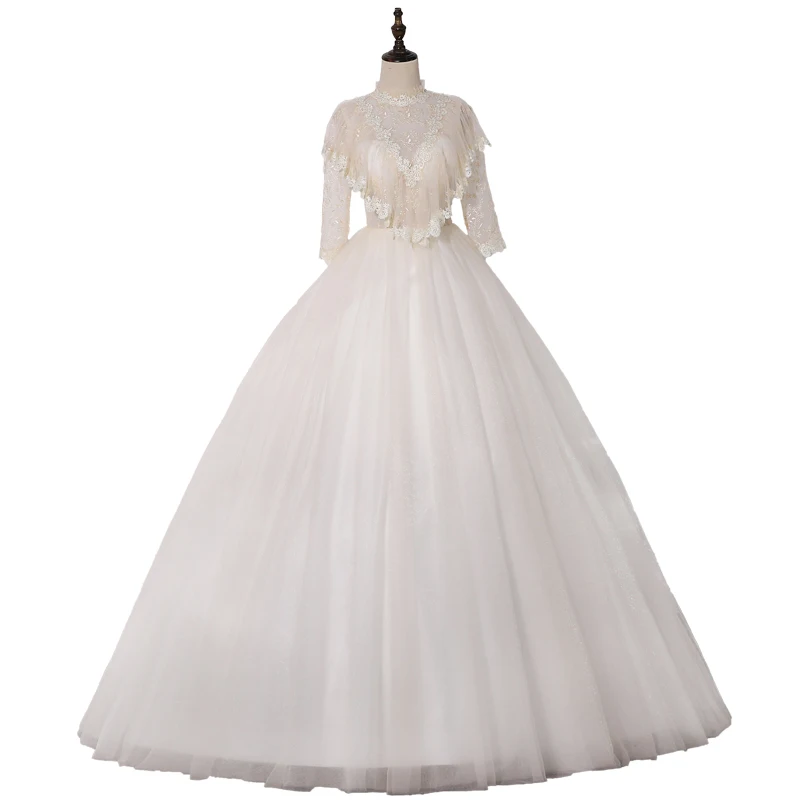 Thời Cổ Quinceanera Áo Tinh Tế Phối Ren Ba Phần Tư Tay Dài Bầu Ngọt Ảo Giác Đầm Vestido De Debutante