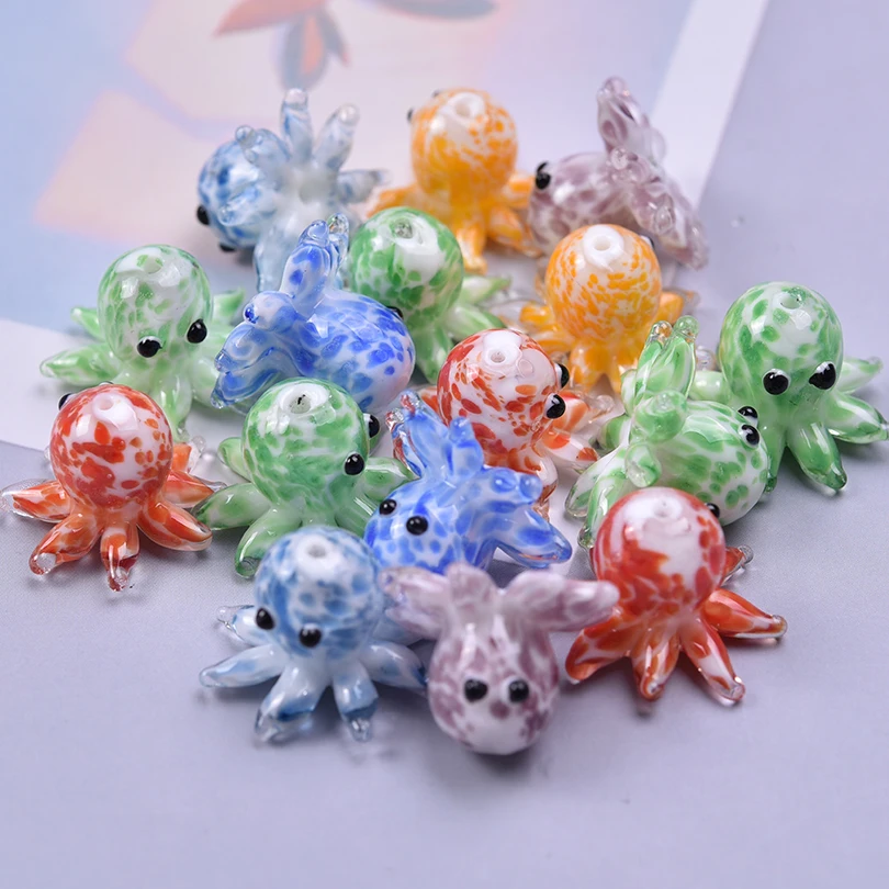 

6 шт., серия осьминога, свободные бусины-разделители, красочный милый набор для DIY, стеклянные ювелирные изделия ручной работы, ожерелье, аксессуары с героями мультфильмов, поставки