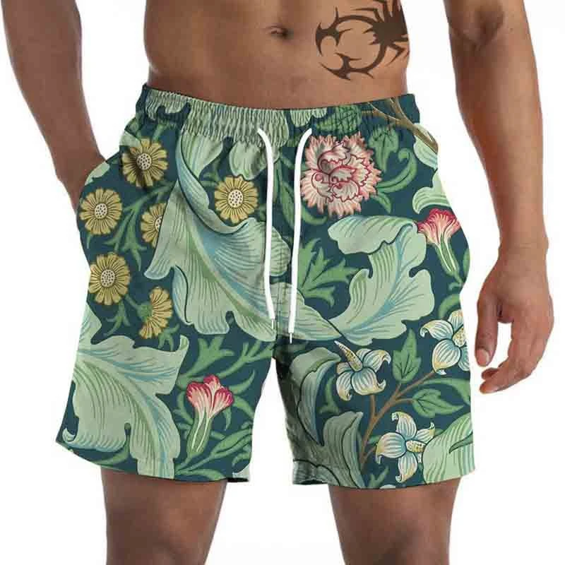 

Full Print Coconut Tree Graphic Beach Shorts For Men Summer Men's Casual Seaside Surf Board Shorts Quick Dry Hawaii Swimsuit