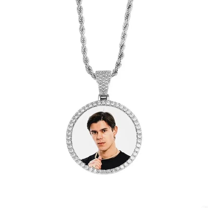  Copper Photo Pendant Necklace Customizable Design Clavicle Chain for Longevity