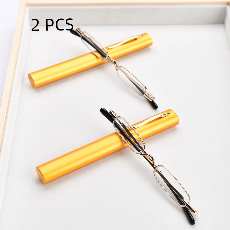 2PCS Anzug Ultraleicht Metall Rahmen Lesebrille Vintage Platz Kleine Schmale Brillen Metall Hohe Qualität Presbyopie Brille +1 – Detail 6