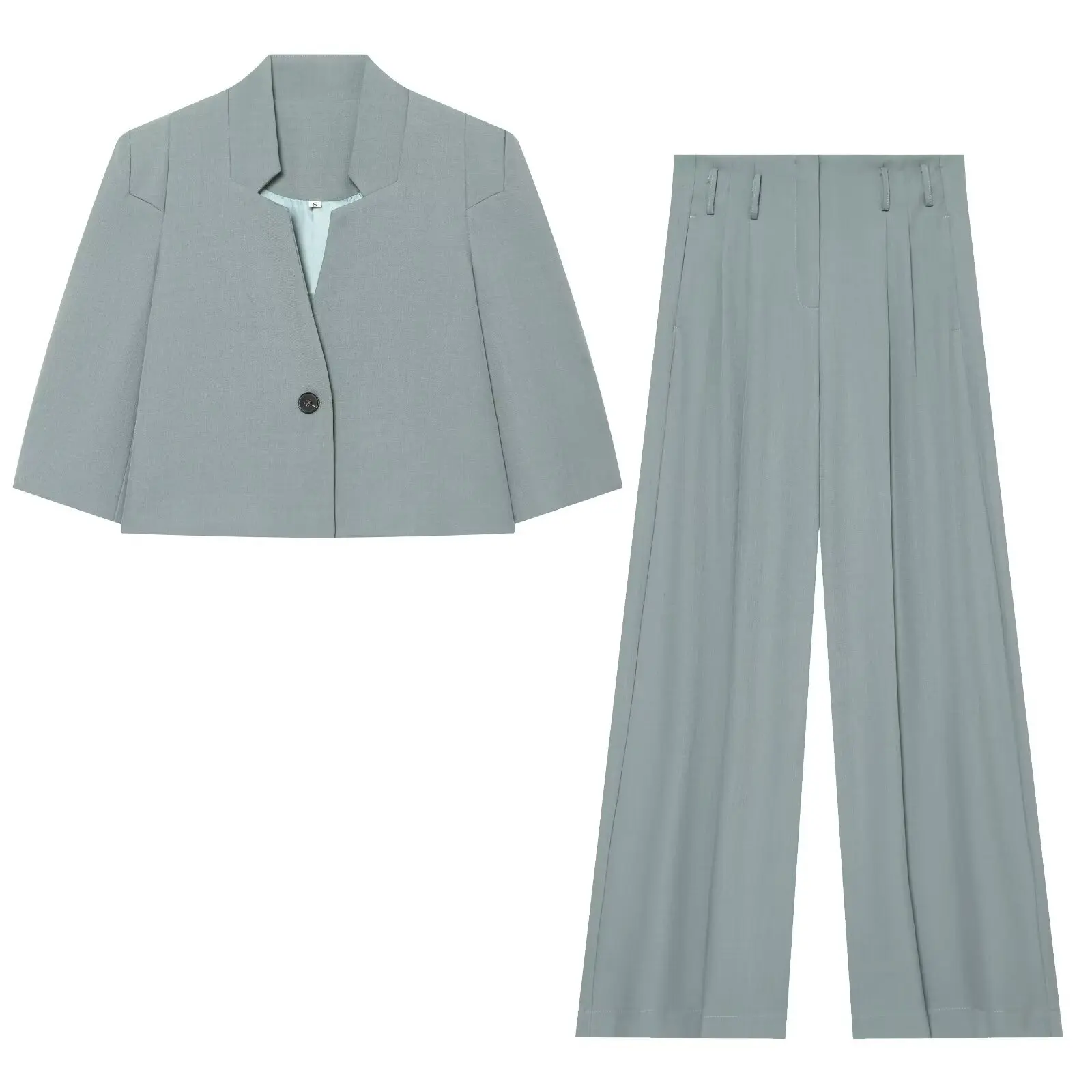 Maxdutti Women's Clothing Autumn 2026 New Short Sleeved Suit Jacket Wide Leg Pleated Pants