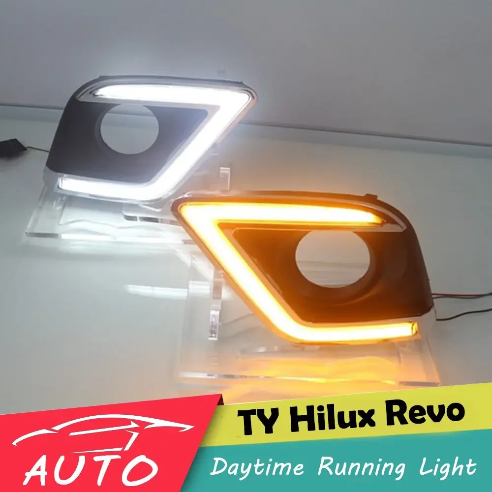 

DRL For Toyota Hilux Revo 2015 2016 LED Car Daytime Running Light Waterproof Driving Fog Lamp With Turn Signal