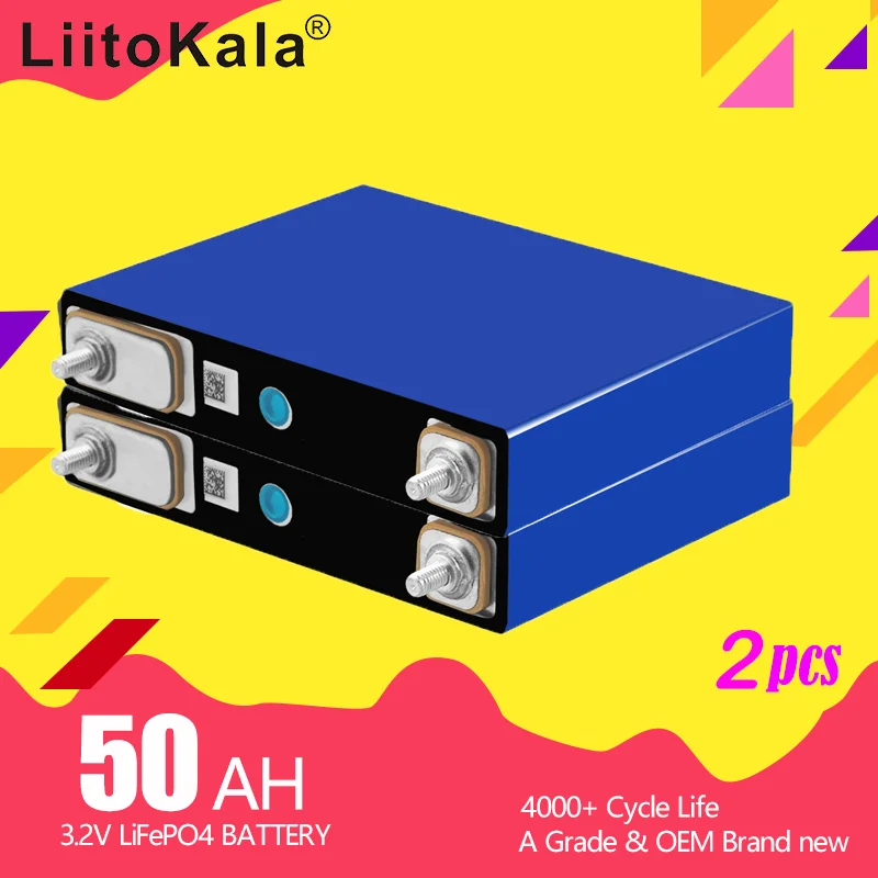 

2PCS LiitoKala 3.2v 50Ah 52Ah lifepo4 battery 3C 150A for electric bike battery pack diy 12v 24v solar Inverter golf cart