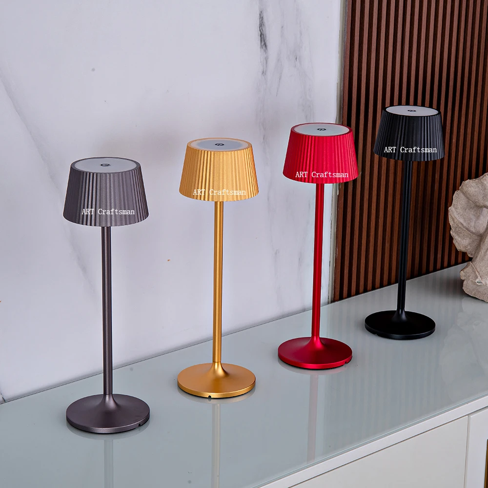 Rechargeable LED Table Lamp Touch Switch 3Colors Dimmable Book Lights Bar Club Dinner Creative Decorative Ambient Lighting
