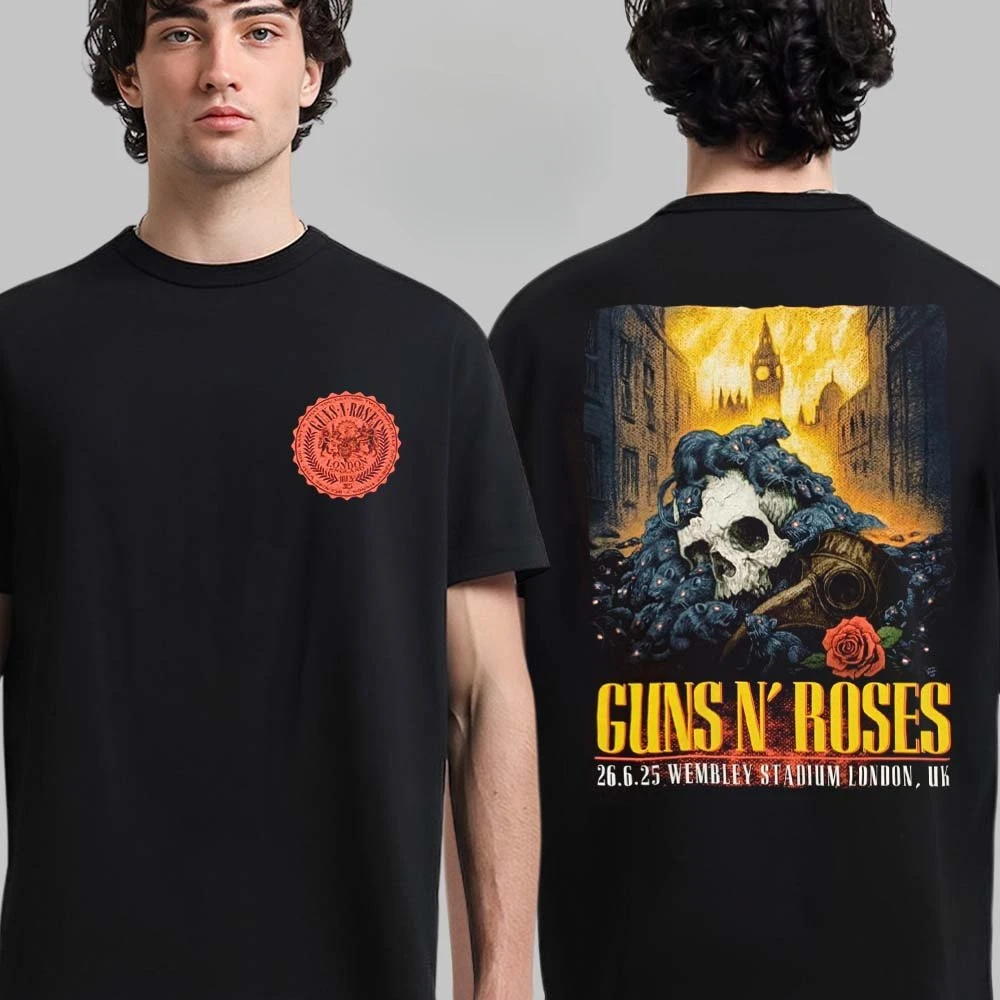 Retro Guns N Roses Cotton Band Shirt Unisex Summer Short Sleeve Fashion Brand Tee Luxury Casual Vintage T-shirt