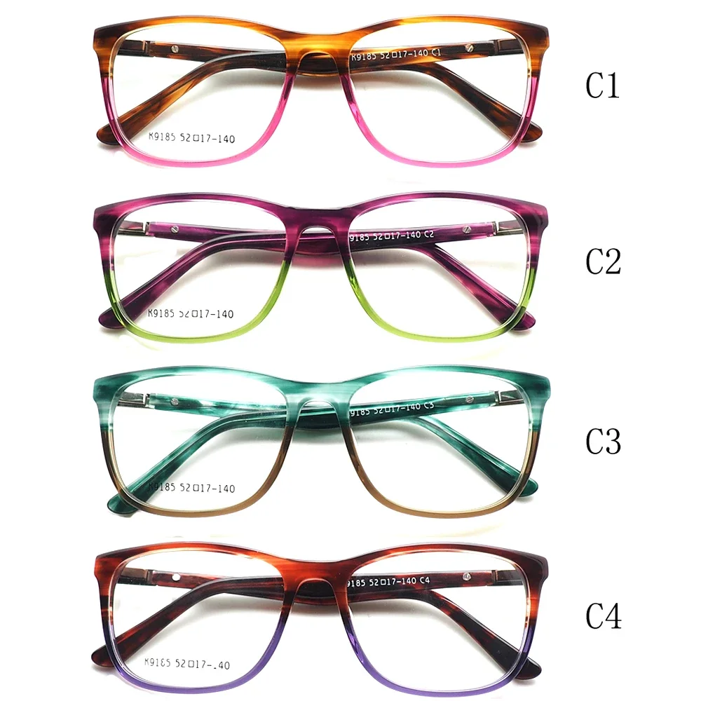 Women Retro Two Toned Eyeglass Frames Men Square Vintage Light Acetate Glasses Blue Pink Purple Green Brown Eyeglasses Frames