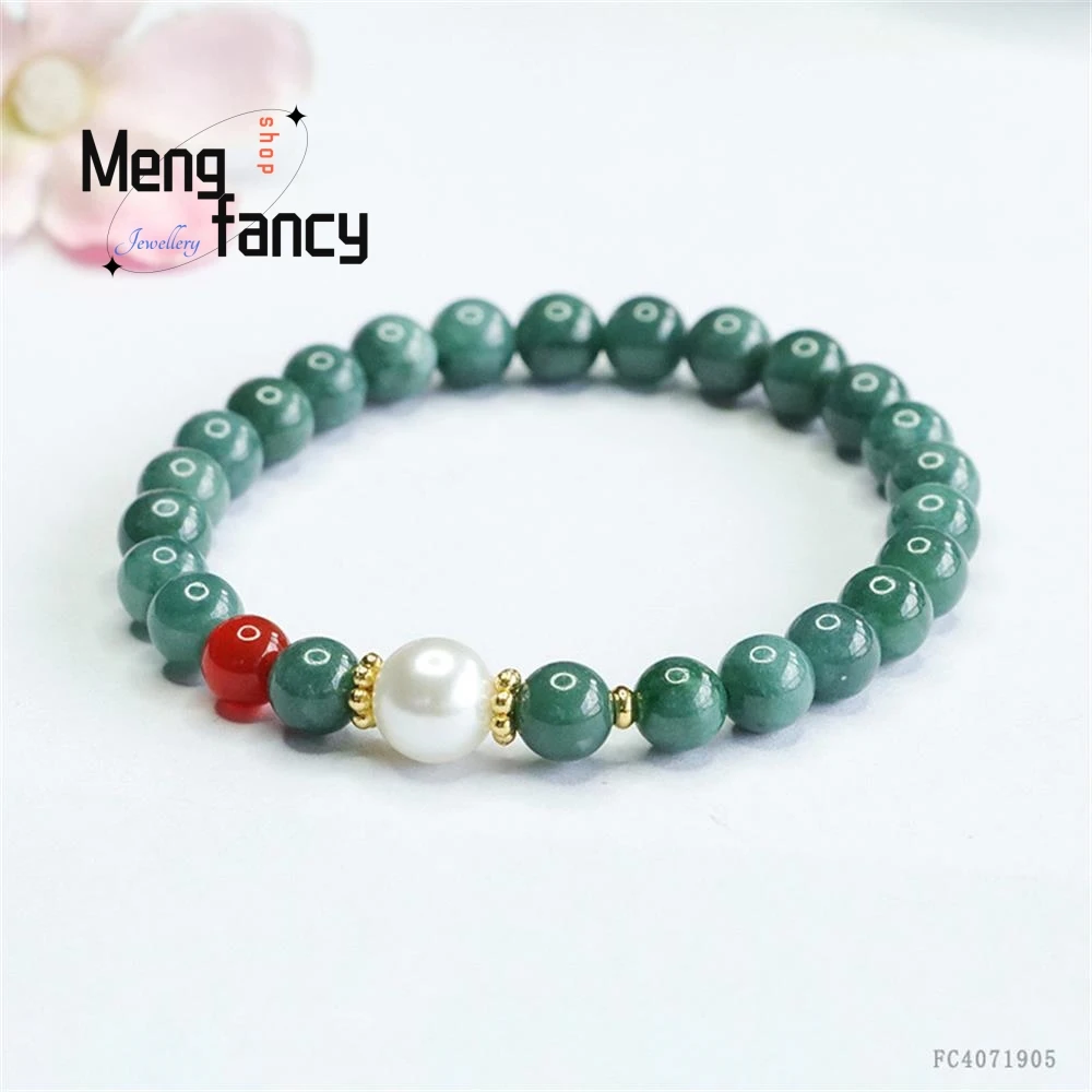 Natural A-goods Jadeite Exquisite Elegant Simple High-grade Bracelet Blue Water Jadeite Bracelet Luxury Quality Fashion Jewelry