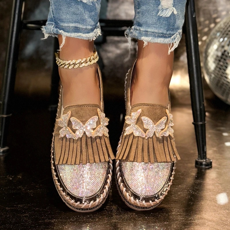 High-heel Round-toe Sequined Multi-color Fashionable, Versatile, Comfortable, Anti-slip, Breathable, Casual Women's Single Shoes