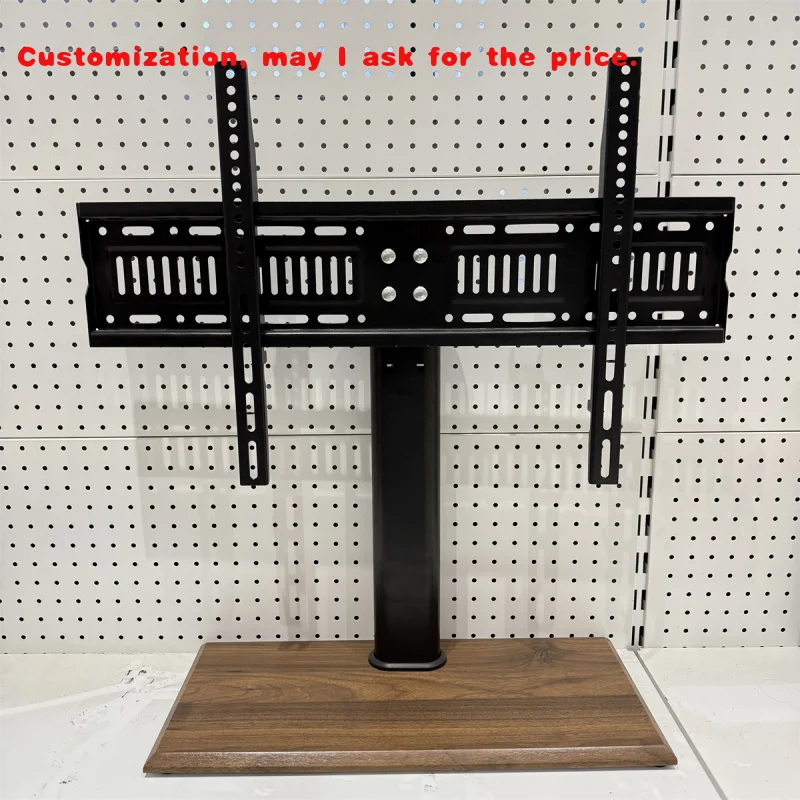 custom.TV Table Desktop Stands 26 Inch to 55 Inch Height Adjustable TV Bracket Steel Metal Display Universal  Wooden Base