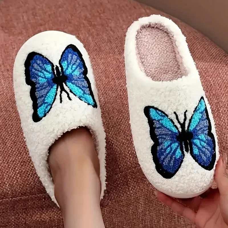 Women's Slippers Closed Toe Cotton Slippers Home Indoor Men Women Couple Faux Wool Slides Soft Bottom Plush Ladies Slippers