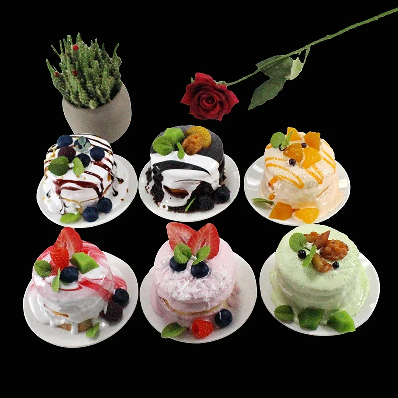 1pc Simulation Fruit Cake Soufflé Dessert Model Toy Cabinet Birthday Party Home Table Decoration Fake Model Display Props Dining