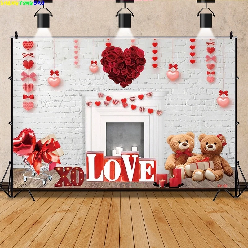 

Vinyl Custom Valentine's Day Photography Backdrops Props Lover Rose Flower Wall Wedding Birthday Dream Photo Background AL-11