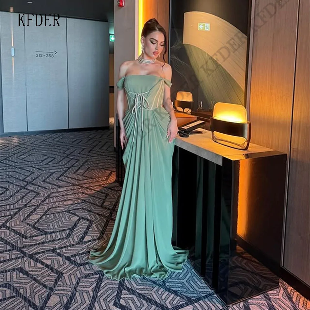 Customized Green Evening Dresses Sleeveless Strapless Party Dress Chiffon Long Elegant Modern Prom Cocktail Gowns for Women 2026