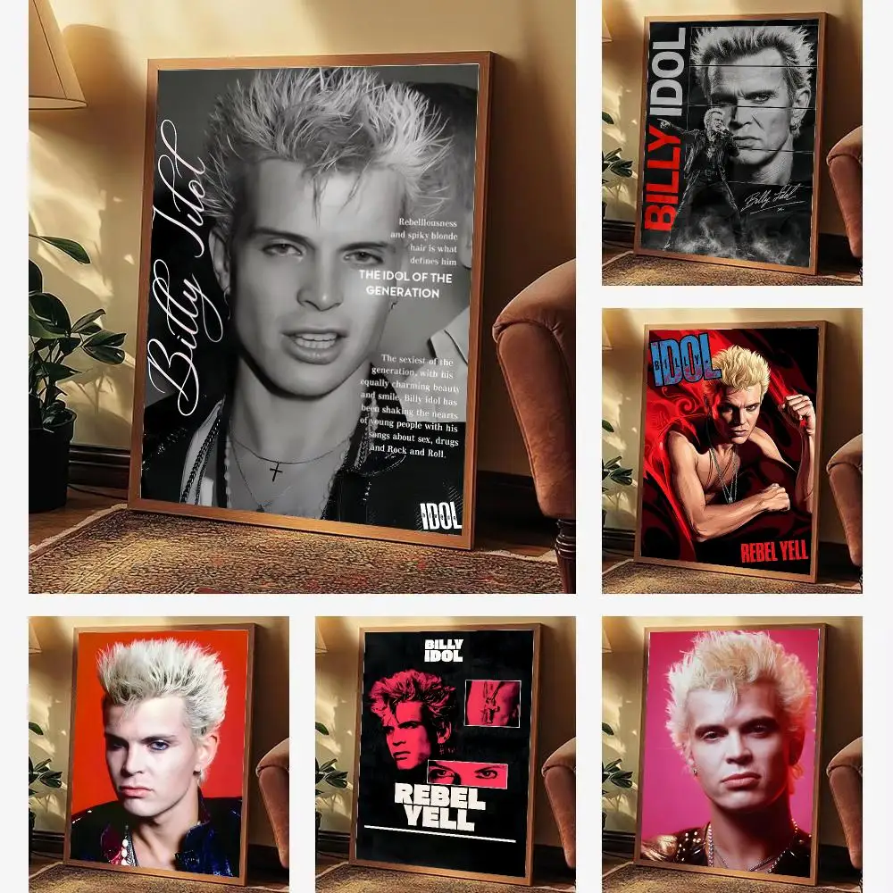 Singer Billy Idol Poster Aesthetic Wall Art Print for Living Room Bedroom Study Office Café Home Decor Stylish Gift